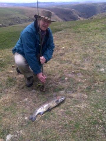 Ron McConnell a Scotsman fishing for the South African Trout at Treeferns Trout Lodge 3.8Kg Rainbow